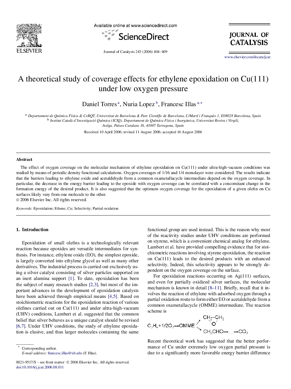 A theoretical study of coverage effects for ethylene epoxidation on Cu(111) under low oxygen pressure