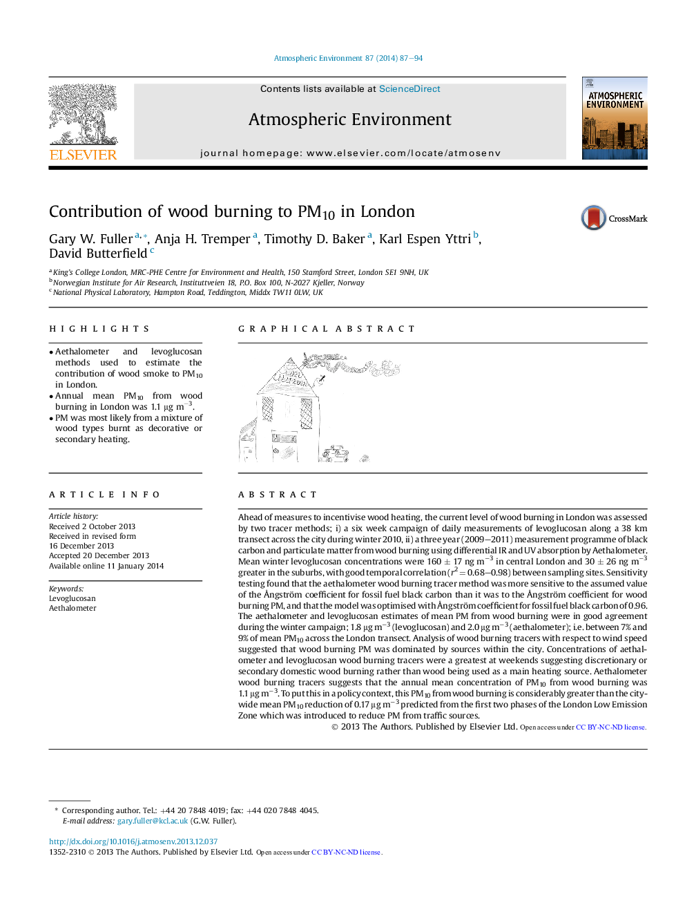 Contribution of wood burning to PM10 in London