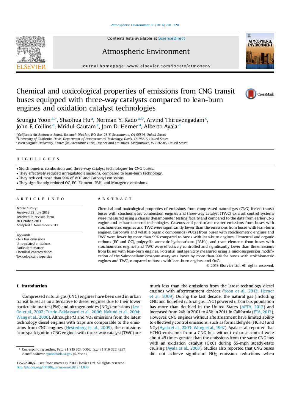 Chemical and toxicological properties of emissions from CNG transit buses equipped with three-way catalysts compared to lean-burn engines and oxidation catalyst technologies