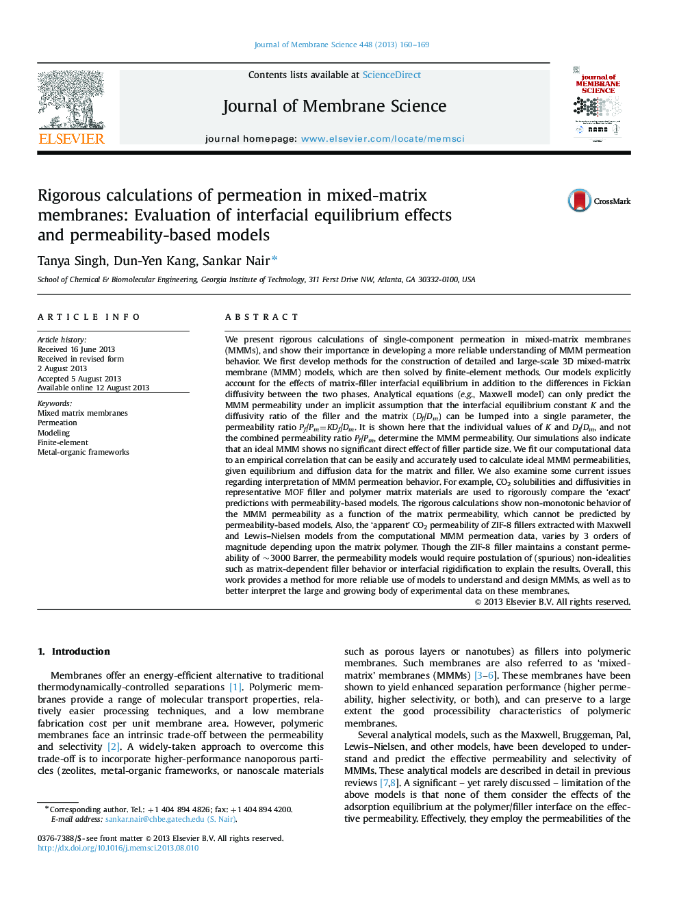 Rigorous calculations of permeation in mixed-matrix membranes: Evaluation of interfacial equilibrium effects and permeability-based models