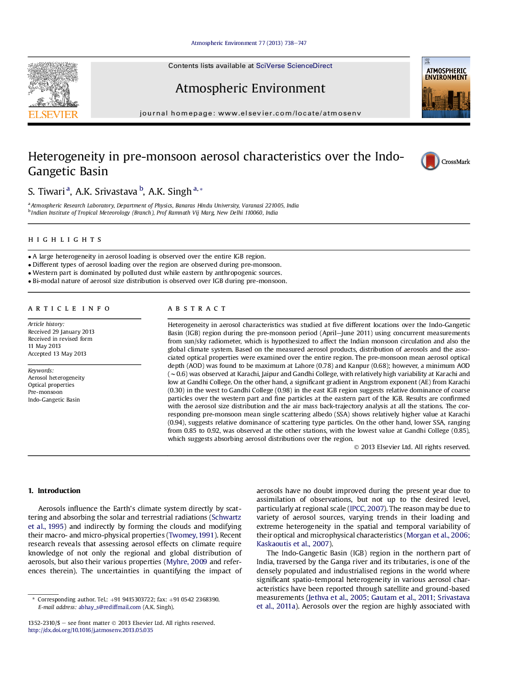 Heterogeneity in pre-monsoon aerosol characteristics over the Indo-Gangetic Basin