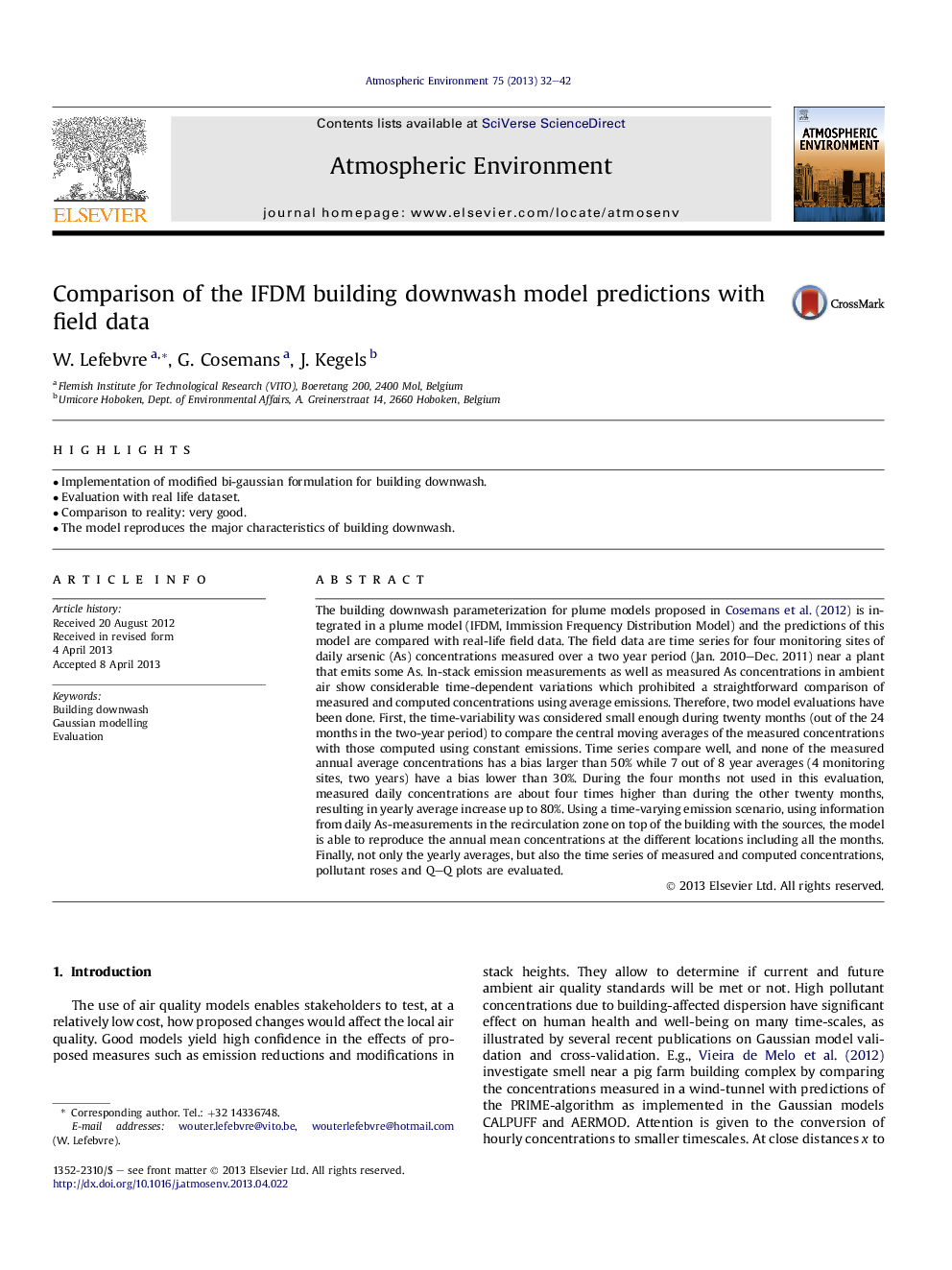 Comparison of the IFDM building downwash model predictions with field data