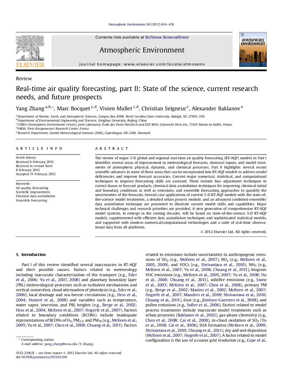 Real-time air quality forecasting, part II: State of the science, current research needs, and future prospects