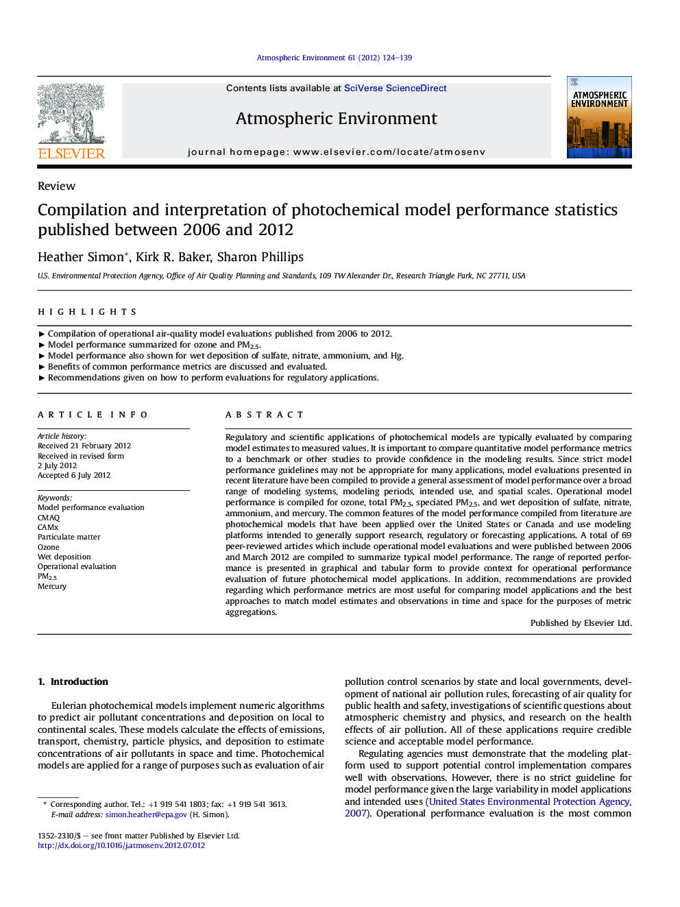 ReviewCompilation and interpretation of photochemical model performance statistics published between 2006 and 2012