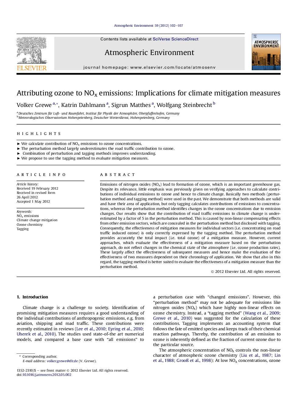 Attributing ozone to NOx emissions: Implications for climate mitigation measures