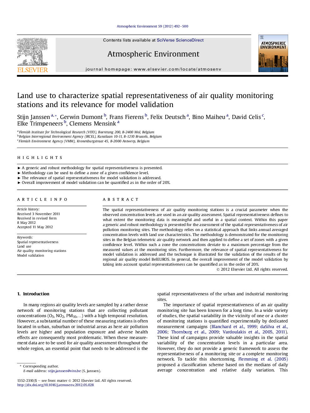 Land use to characterize spatial representativeness of air quality monitoring stations and its relevance for model validation