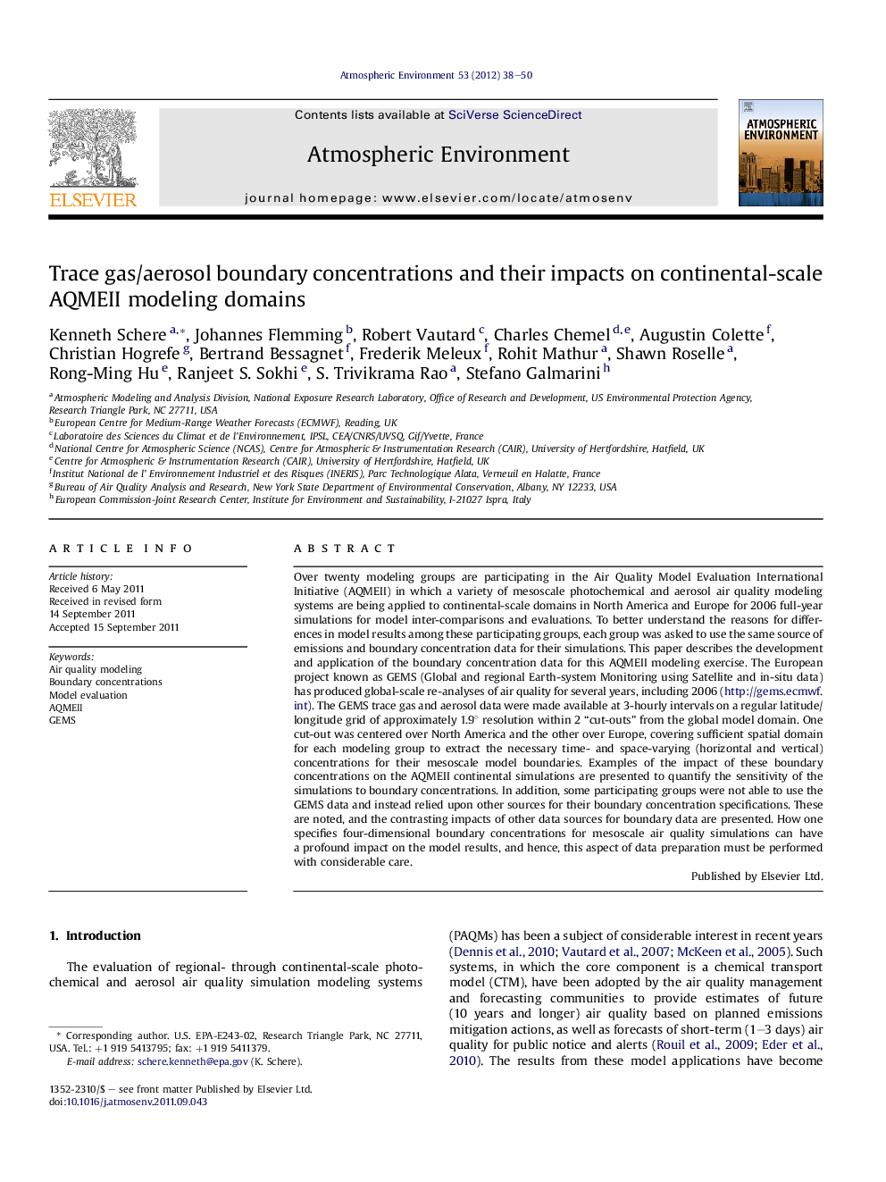 Trace gas/aerosol boundary concentrations and their impacts on continental-scale AQMEII modeling domains