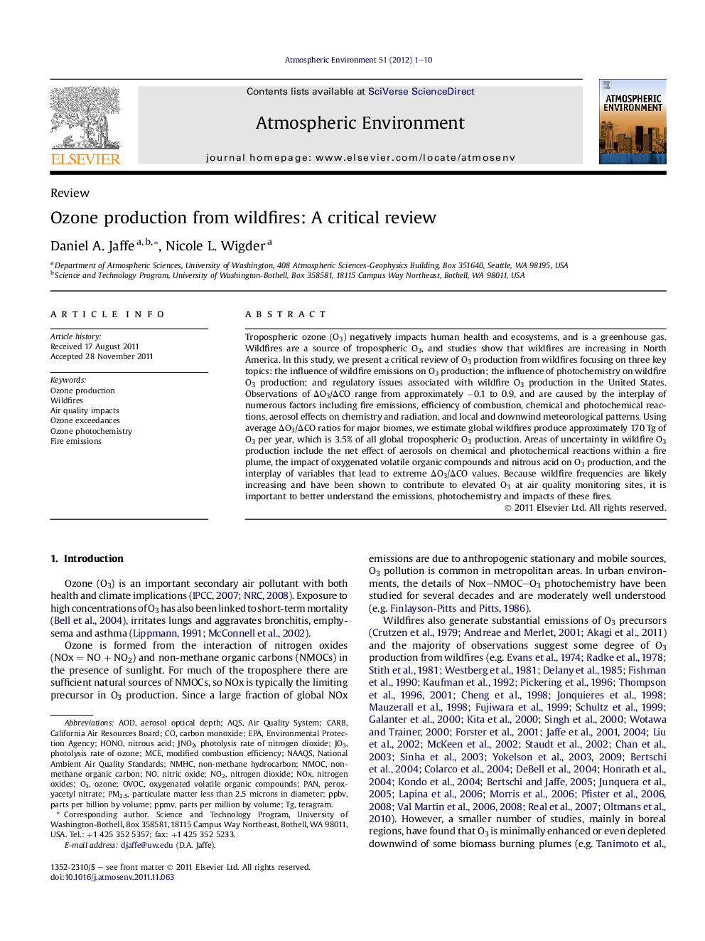 Ozone production from wildfires: A critical review