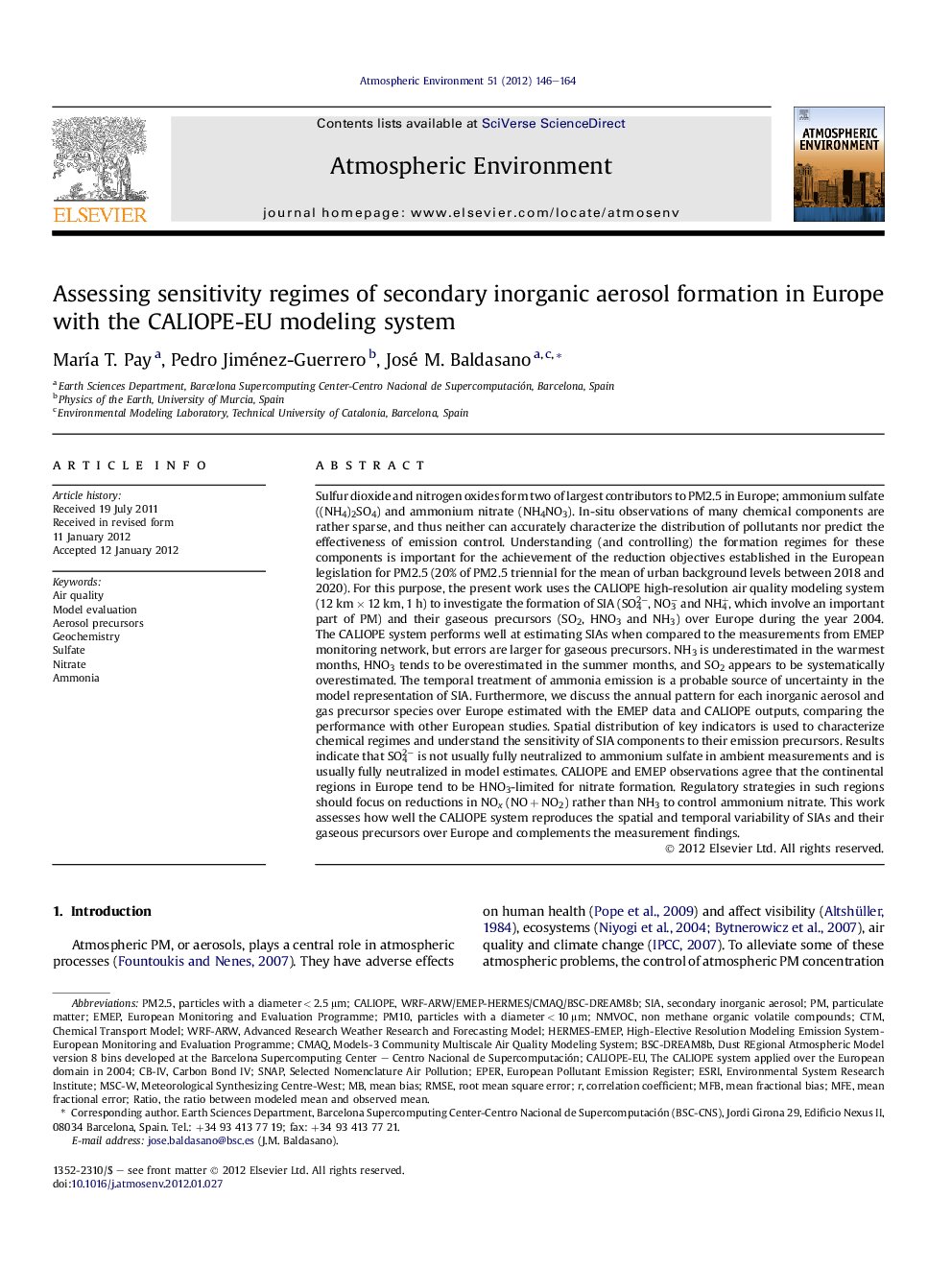 Assessing sensitivity regimes of secondary inorganic aerosol formation in Europe with the CALIOPE-EU modeling system