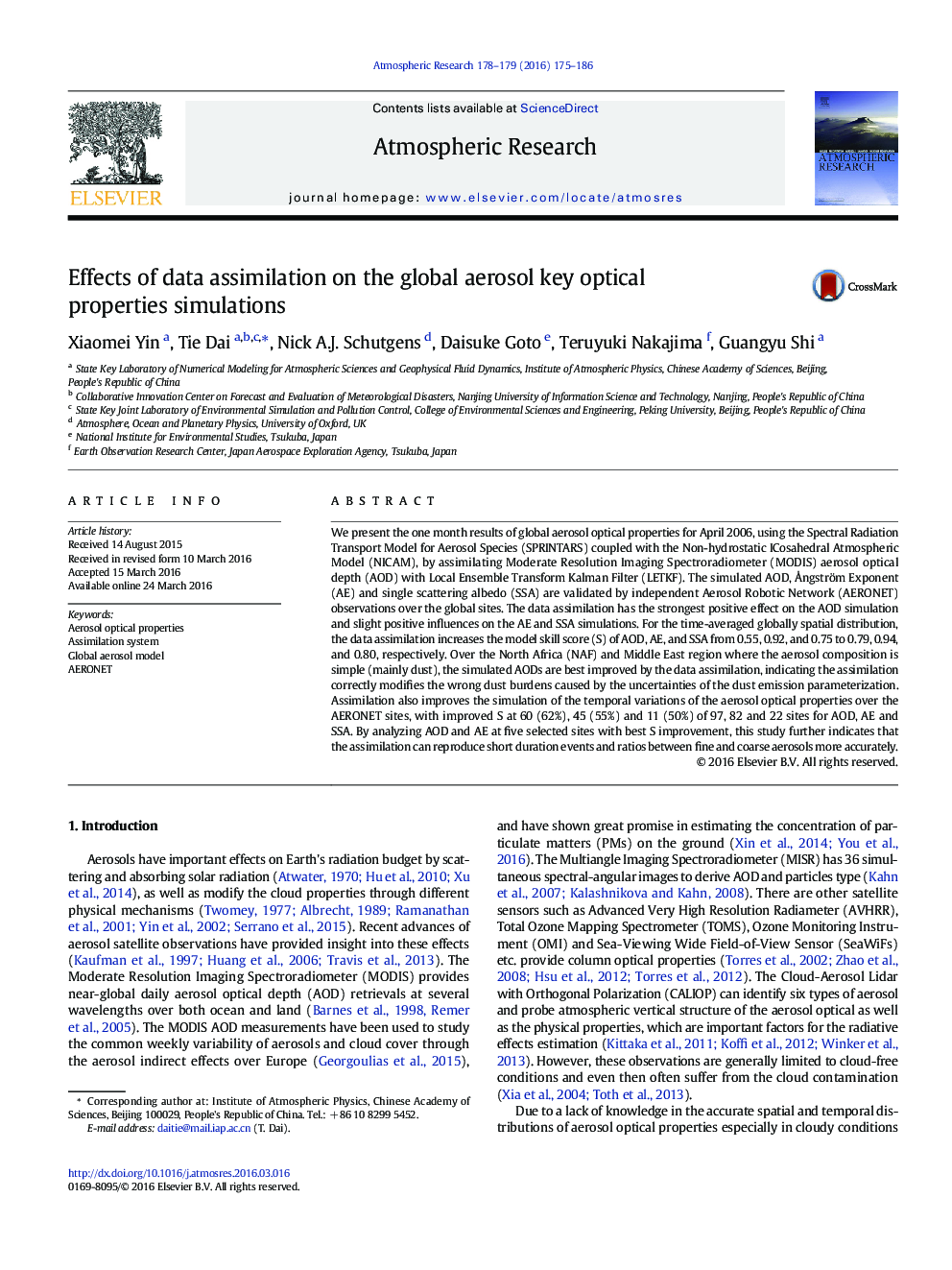 Effects of data assimilation on the global aerosol key optical properties simulations