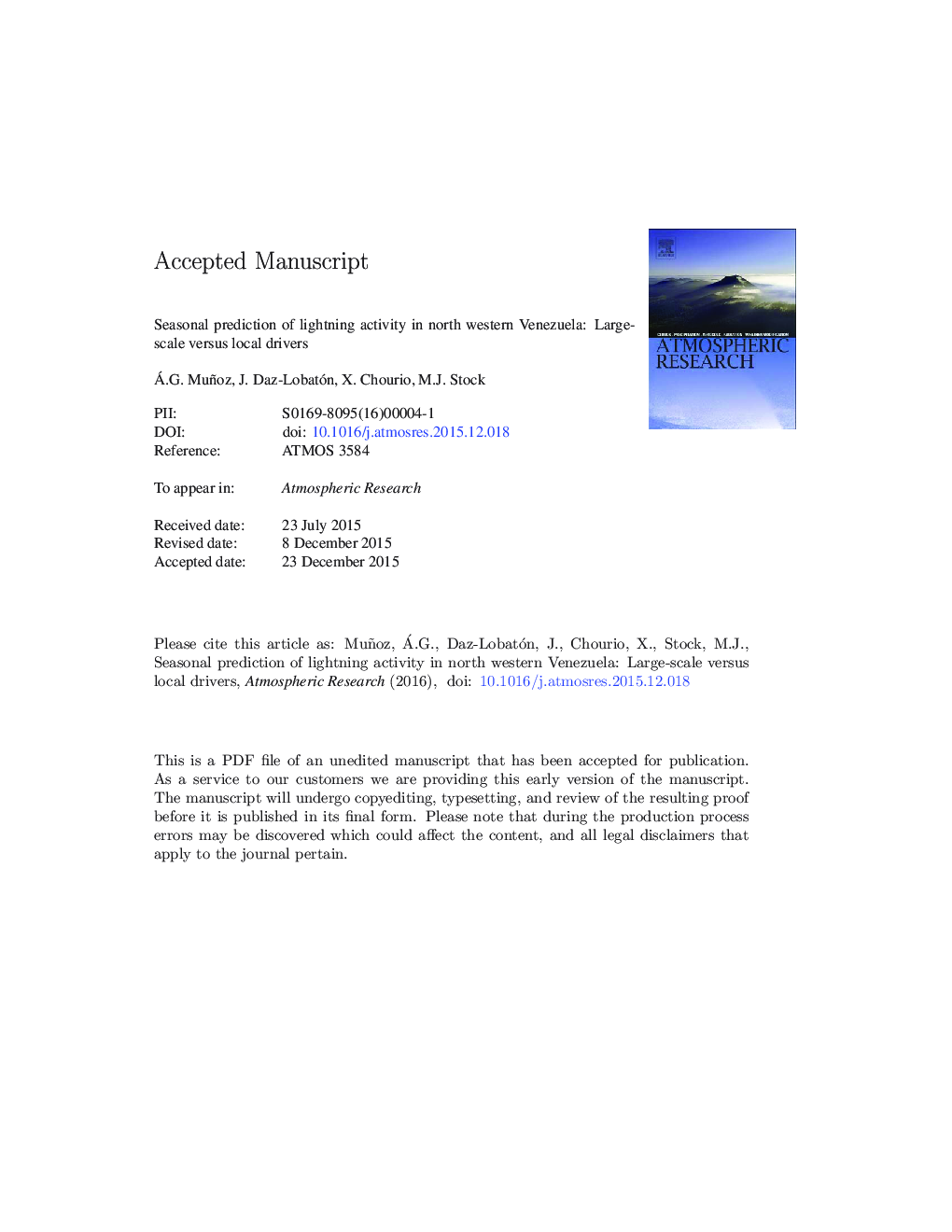 Seasonal prediction of lightning activity in North Western Venezuela: Large-scale versus local drivers