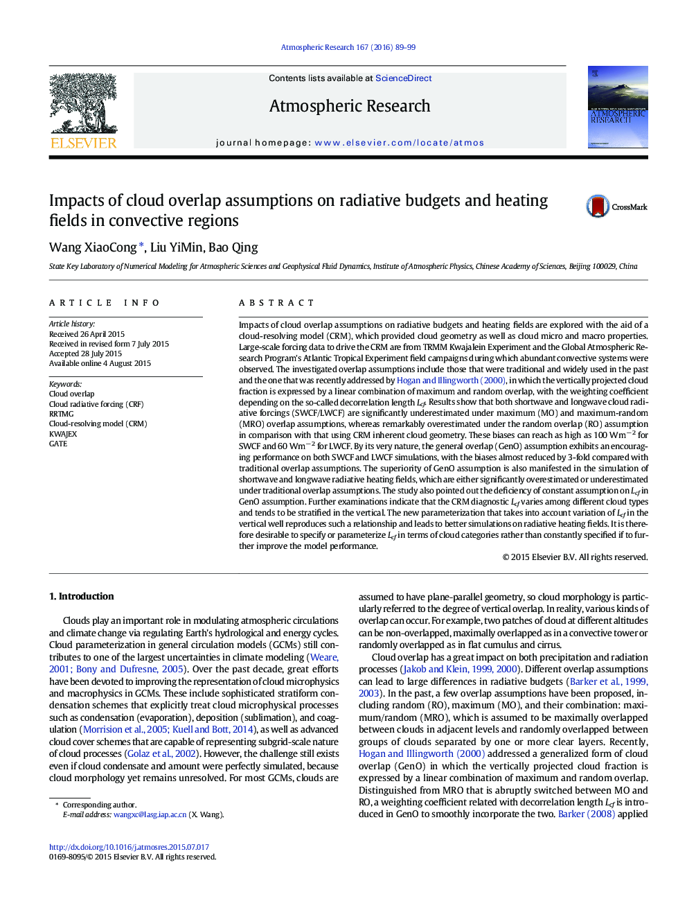 Impacts of cloud overlap assumptions on radiative budgets and heating fields in convective regions