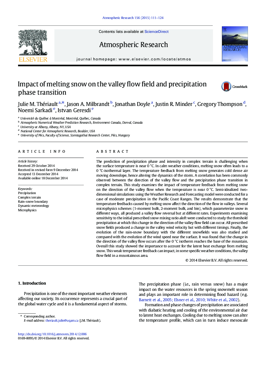 Impact of melting snow on the valley flow field and precipitation phase transition