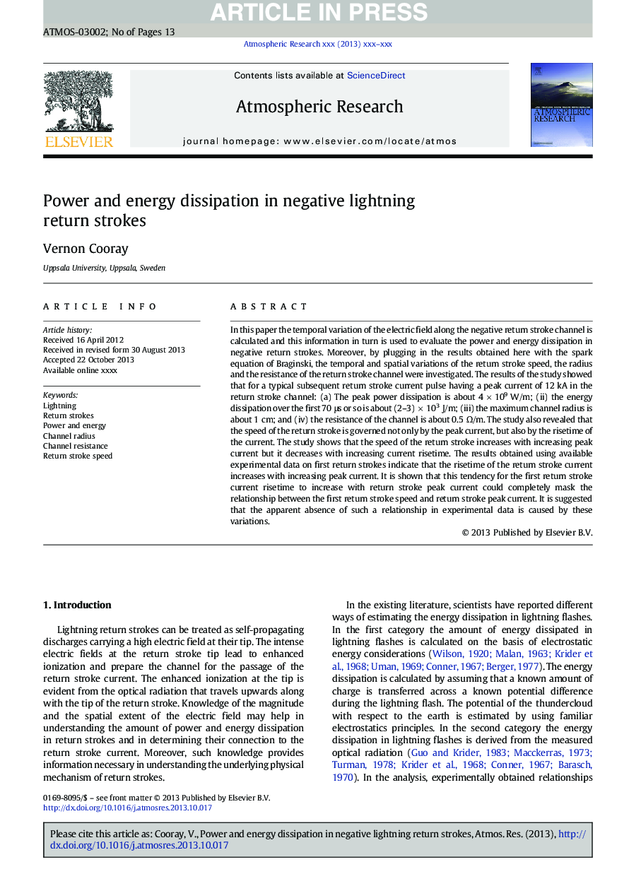 Power and energy dissipation in negative lightning return strokes