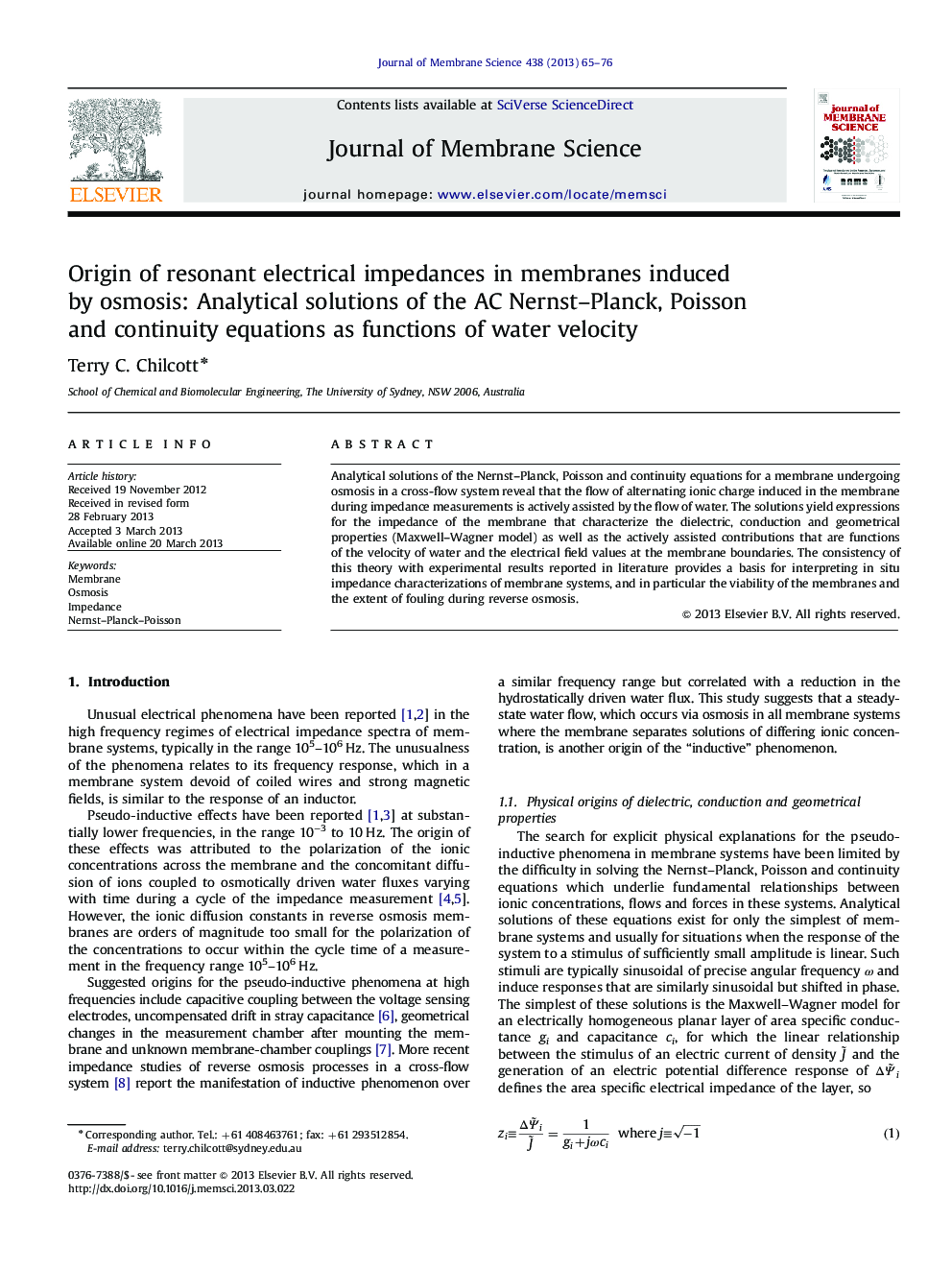 Origin of resonant electrical impedances in membranes induced by osmosis: Analytical solutions of the AC Nernst-Planck, Poisson and continuity equations as functions of water velocity