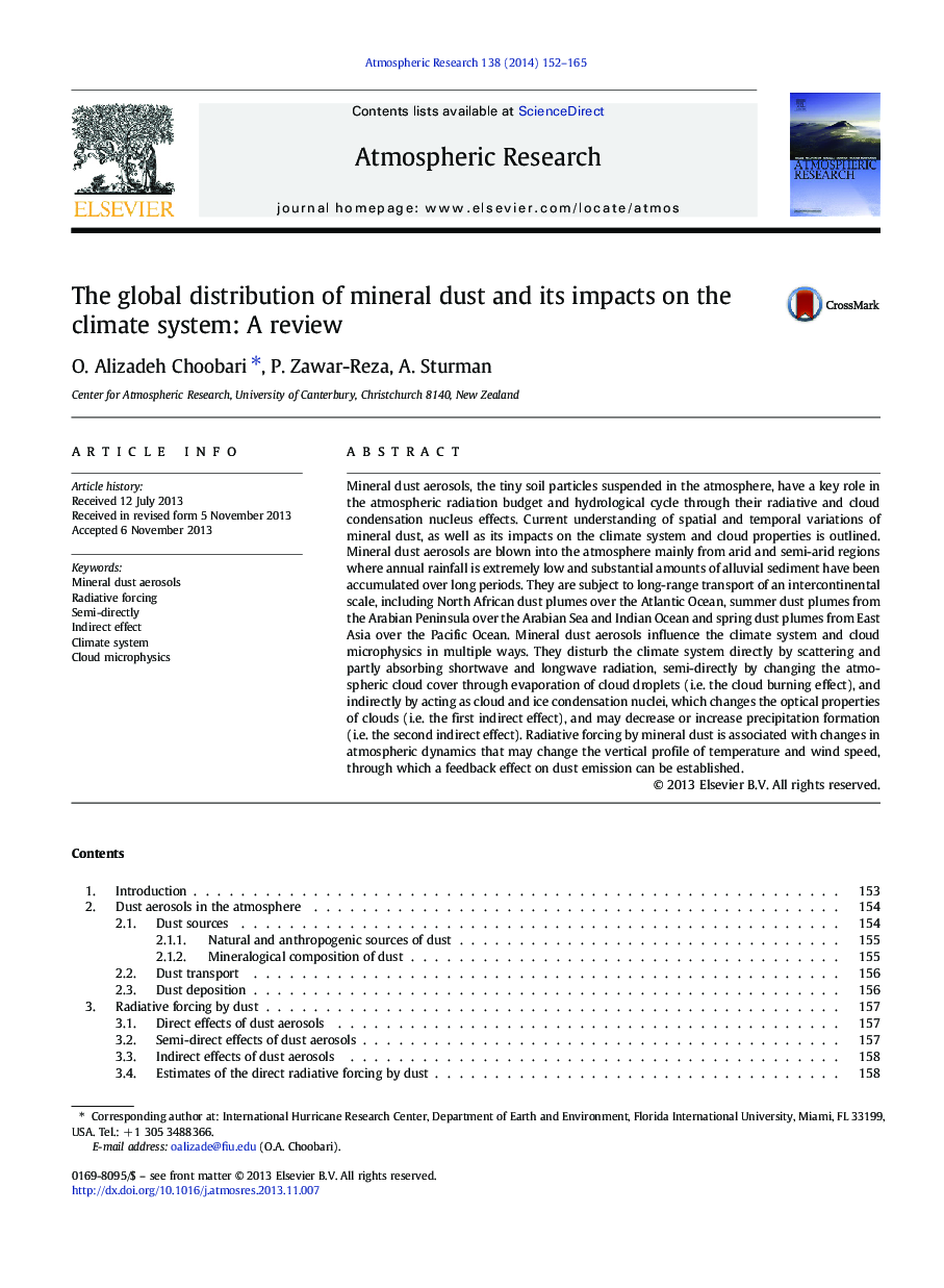 The global distribution of mineral dust and its impacts on the climate system: A review