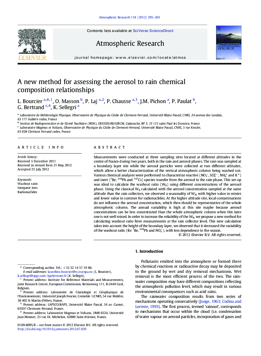 A new method for assessing the aerosol to rain chemical composition relationships