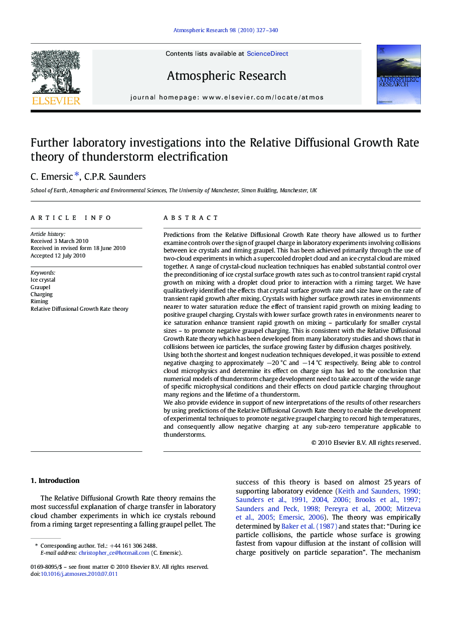 Further laboratory investigations into the Relative Diffusional Growth Rate theory of thunderstorm electrification