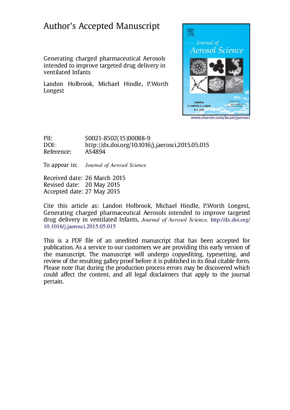 Generating charged pharmaceutical aerosols intended to improve targeted drug delivery in ventilated infants