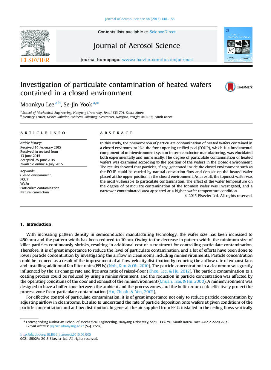 Investigation of particulate contamination of heated wafers contained in a closed environment