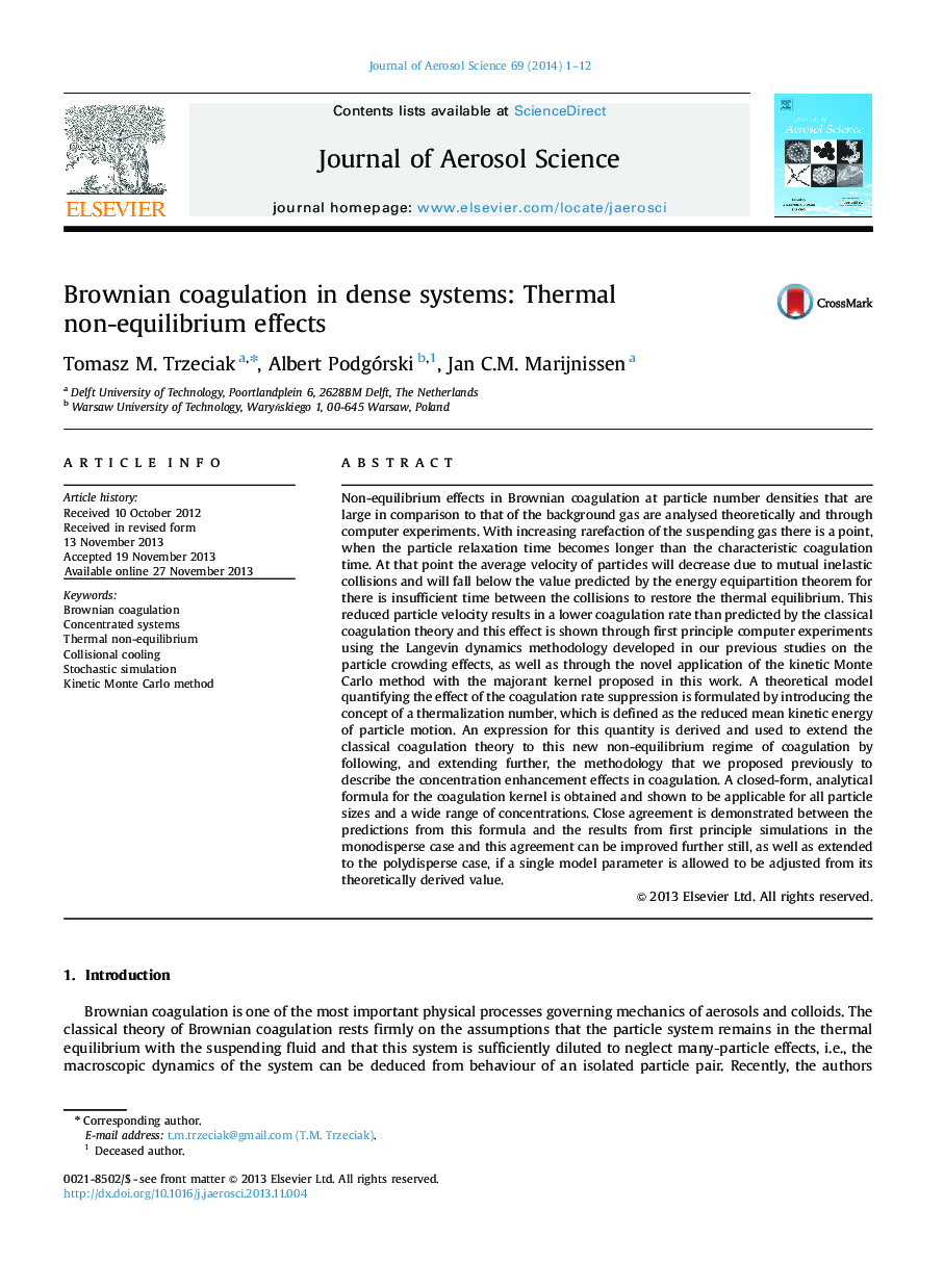 Brownian coagulation in dense systems: Thermal non-equilibrium effects