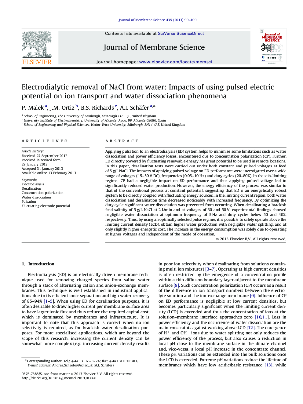 Electrodialytic removal of NaCl from water: Impacts of using pulsed electric potential on ion transport and water dissociation phenomena