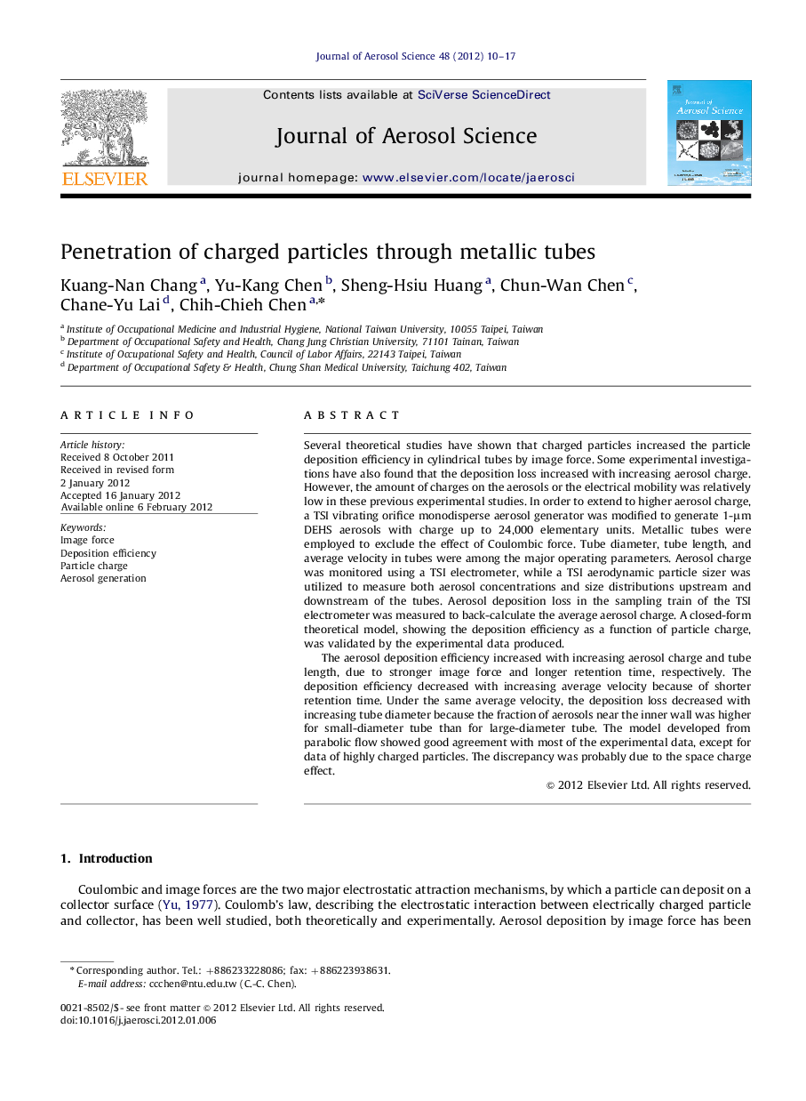 Penetration of charged particles through metallic tubes