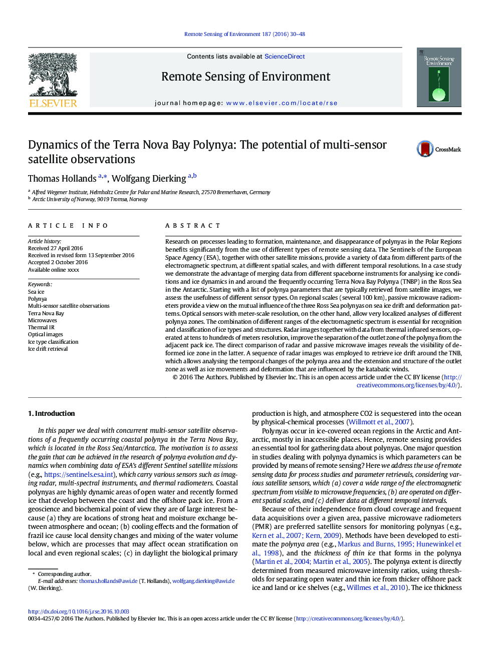 Dynamics of the Terra Nova Bay Polynya: The potential of multi-sensor satellite observations