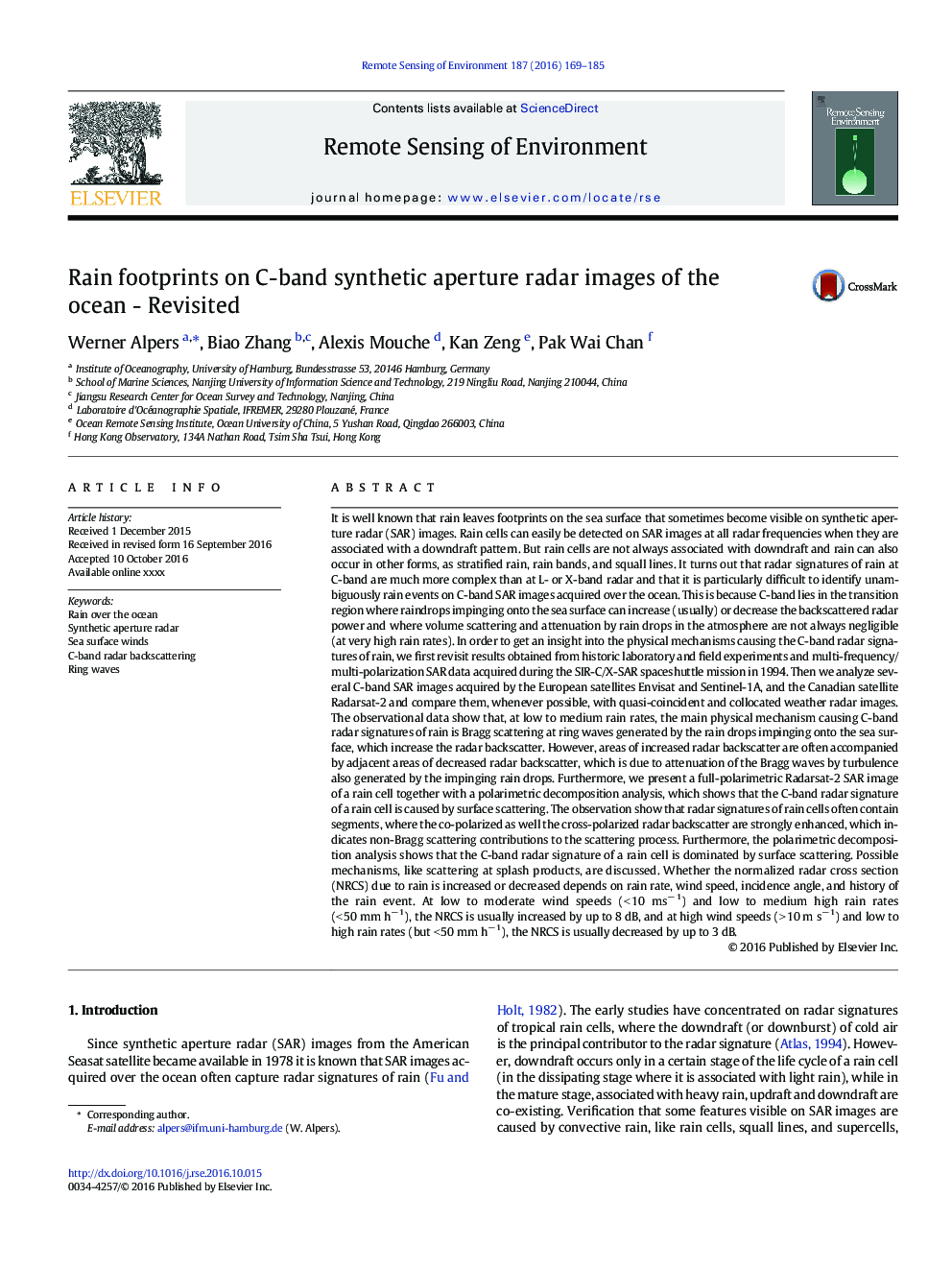 Rain footprints on C-band synthetic aperture radar images of the ocean - Revisited