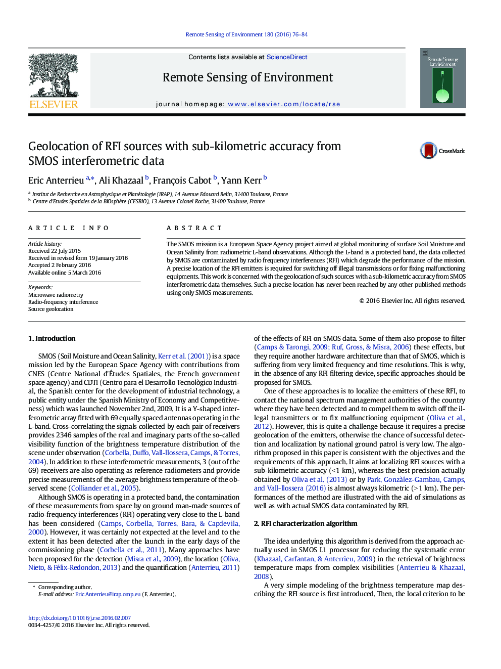 Geolocation of RFI sources with sub-kilometric accuracy from SMOS interferometric data