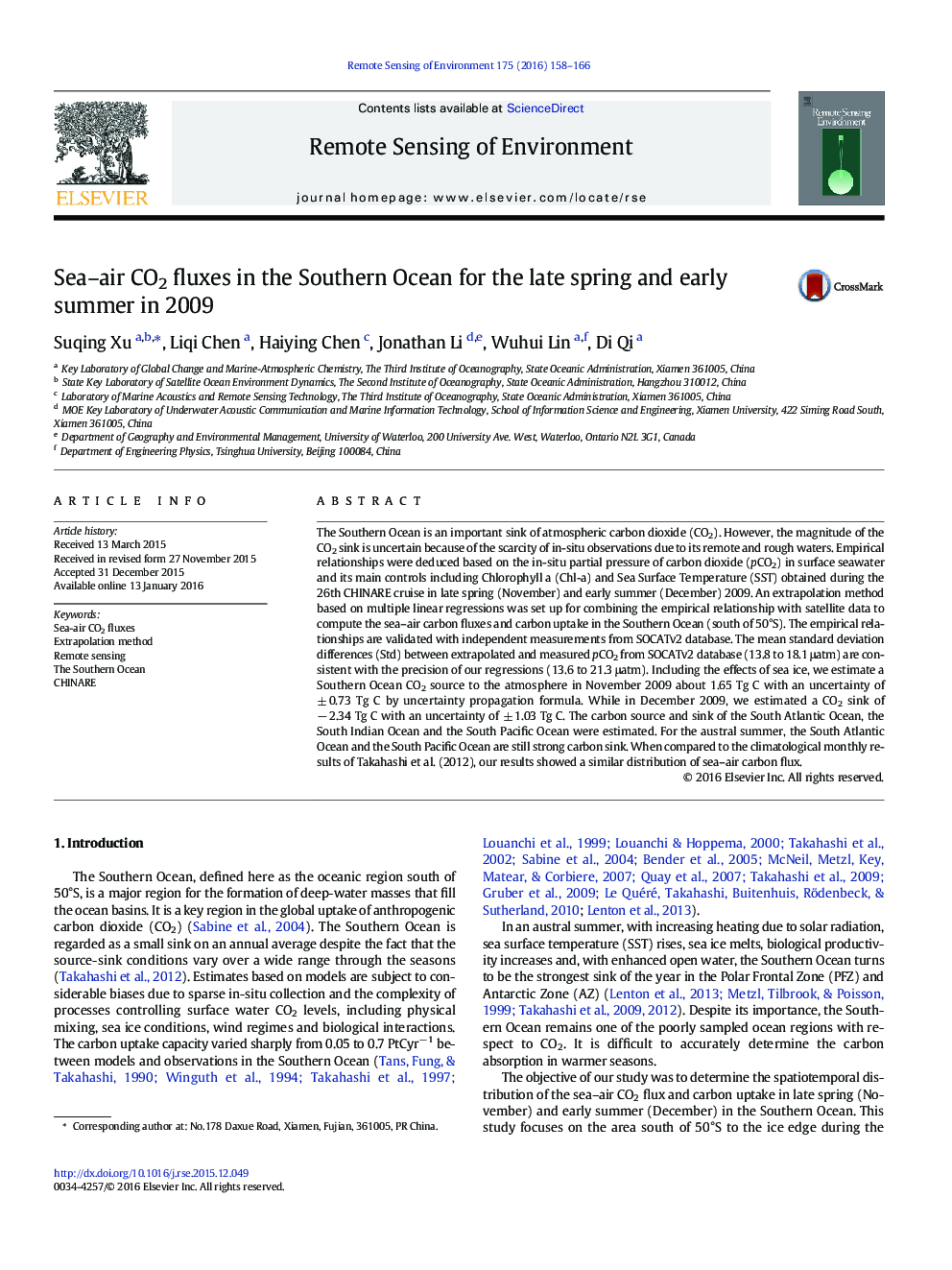 Sea-air CO2 fluxes in the Southern Ocean for the late spring and early summer in 2009