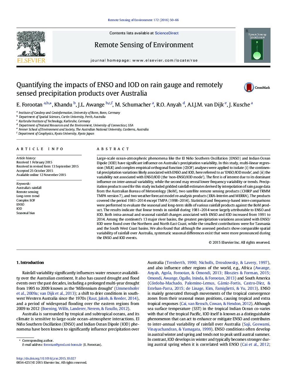 Quantifying the impacts of ENSO and IOD on rain gauge and remotely sensed precipitation products over Australia