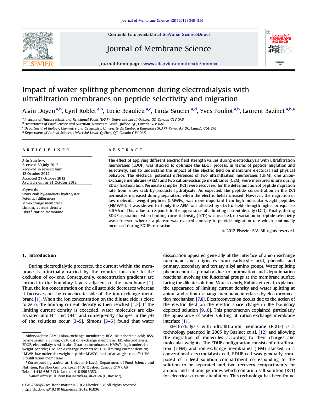 Impact of water splitting phenomenon during electrodialysis with ultrafiltration membranes on peptide selectivity and migration