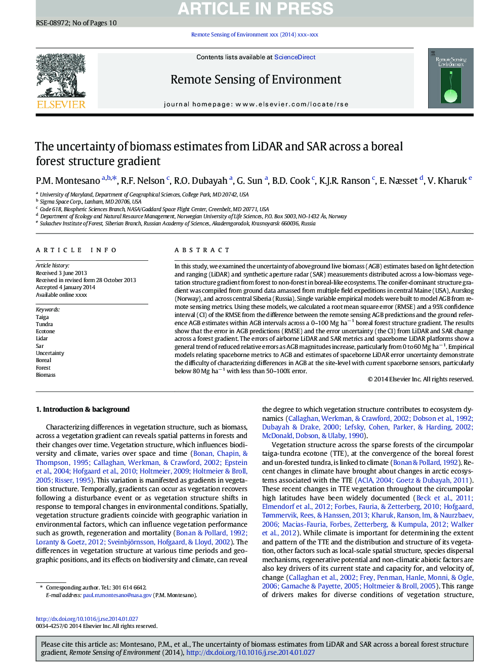 The uncertainty of biomass estimates from LiDAR and SAR across a boreal forest structure gradient