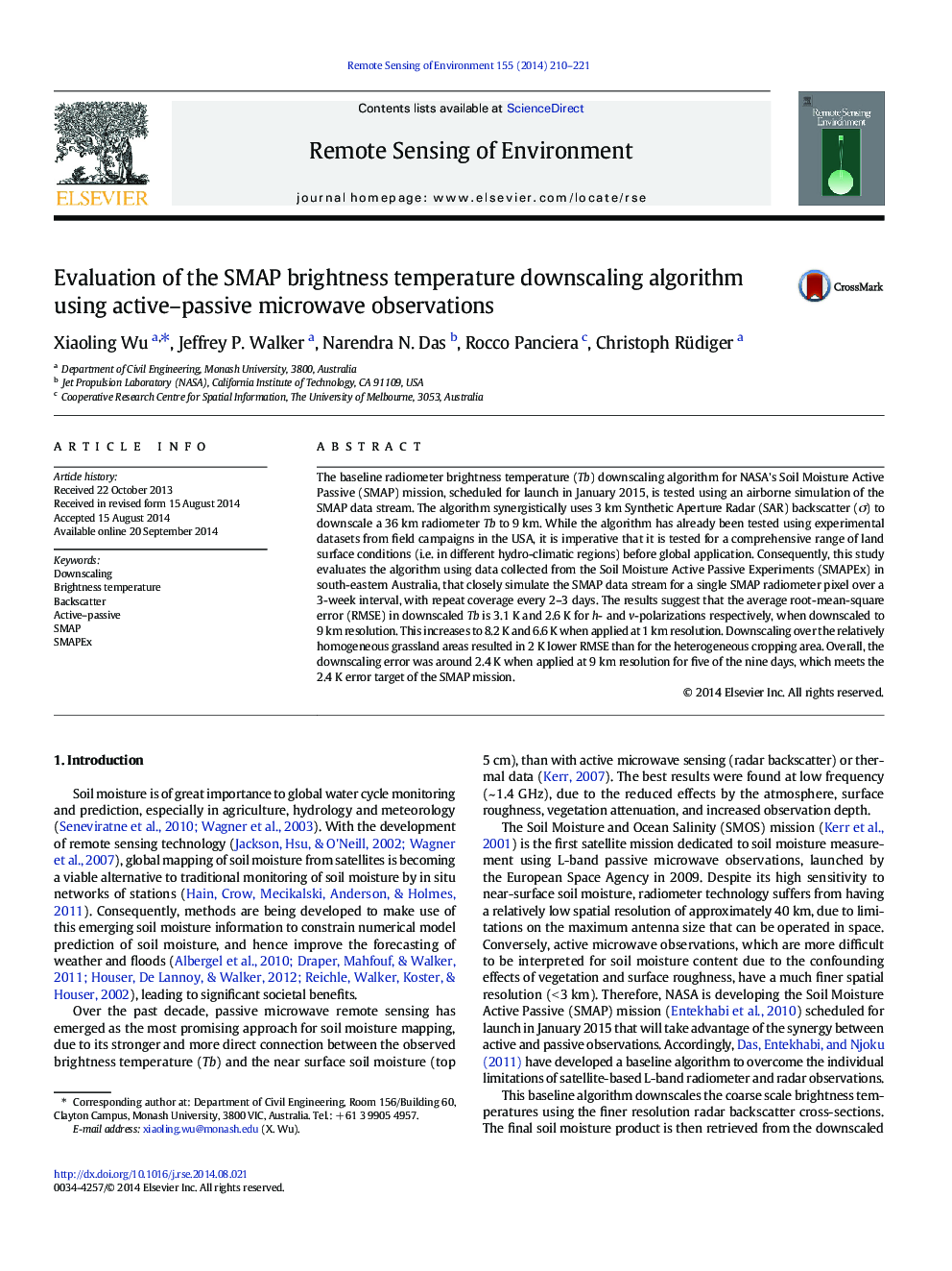 Evaluation of the SMAP brightness temperature downscaling algorithm using active-passive microwave observations