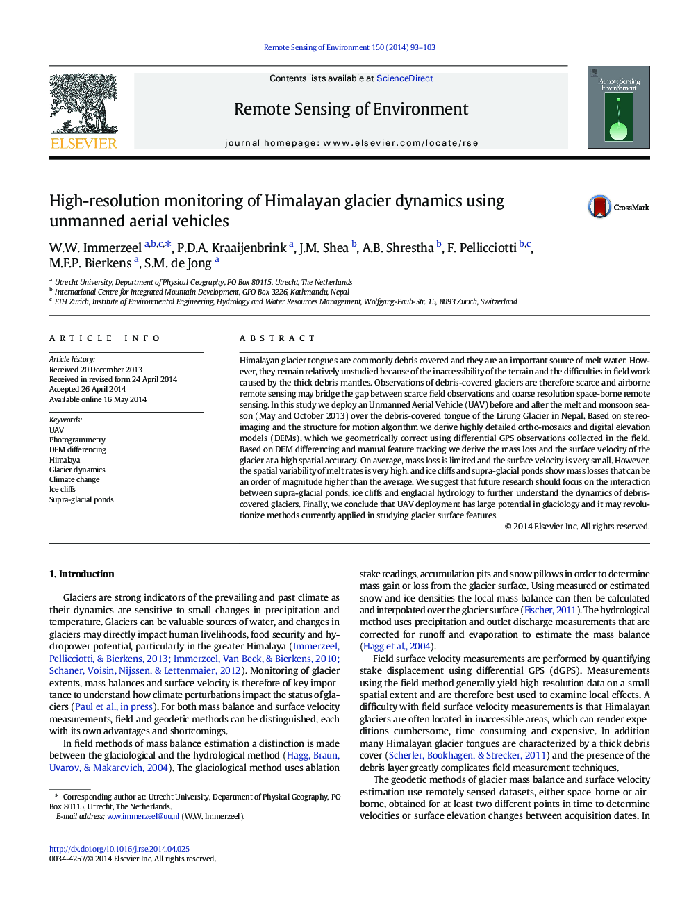 High-resolution monitoring of Himalayan glacier dynamics using unmanned aerial vehicles