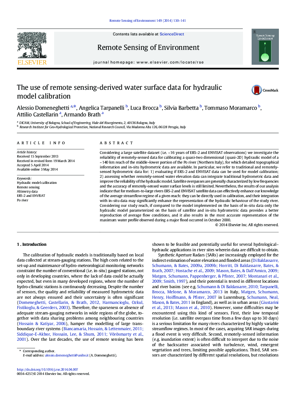 The use of remote sensing-derived water surface data for hydraulic model calibration