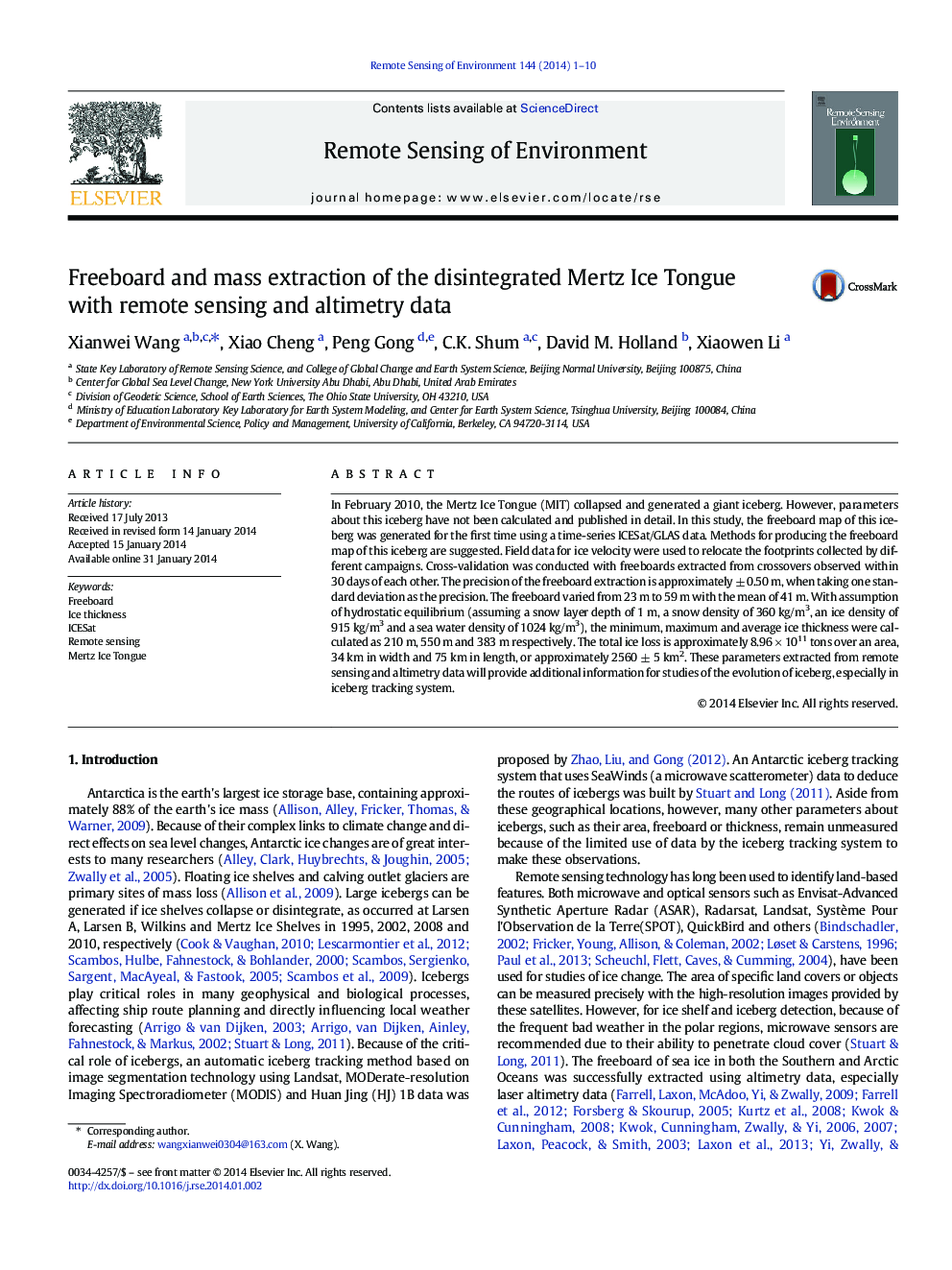 Freeboard and mass extraction of the disintegrated Mertz Ice Tongue with remote sensing and altimetry data