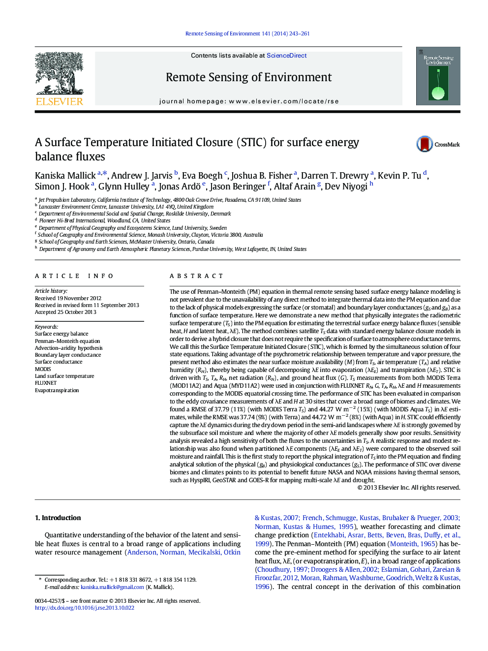 A Surface Temperature Initiated Closure (STIC) for surface energy balance fluxes