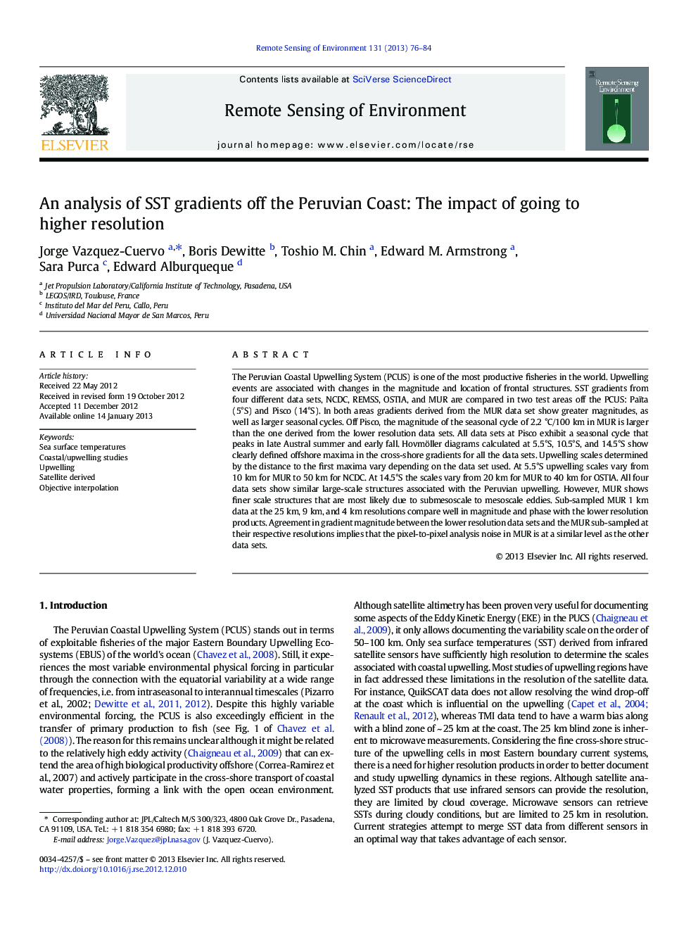 An analysis of SST gradients off the Peruvian Coast: The impact of going to higher resolution