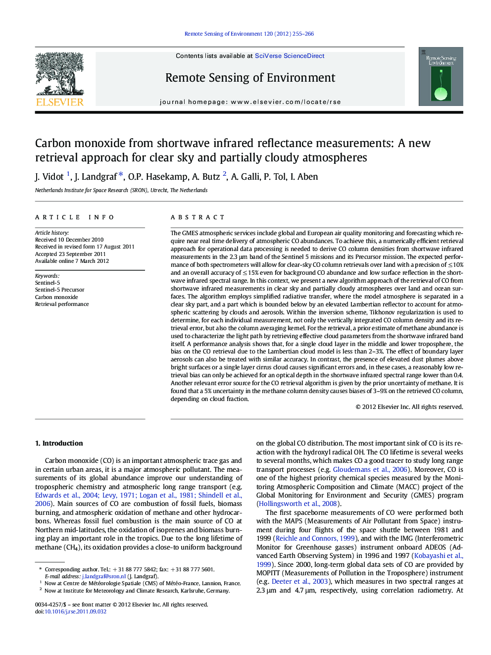 Carbon monoxide from shortwave infrared reflectance measurements: A new retrieval approach for clear sky and partially cloudy atmospheres