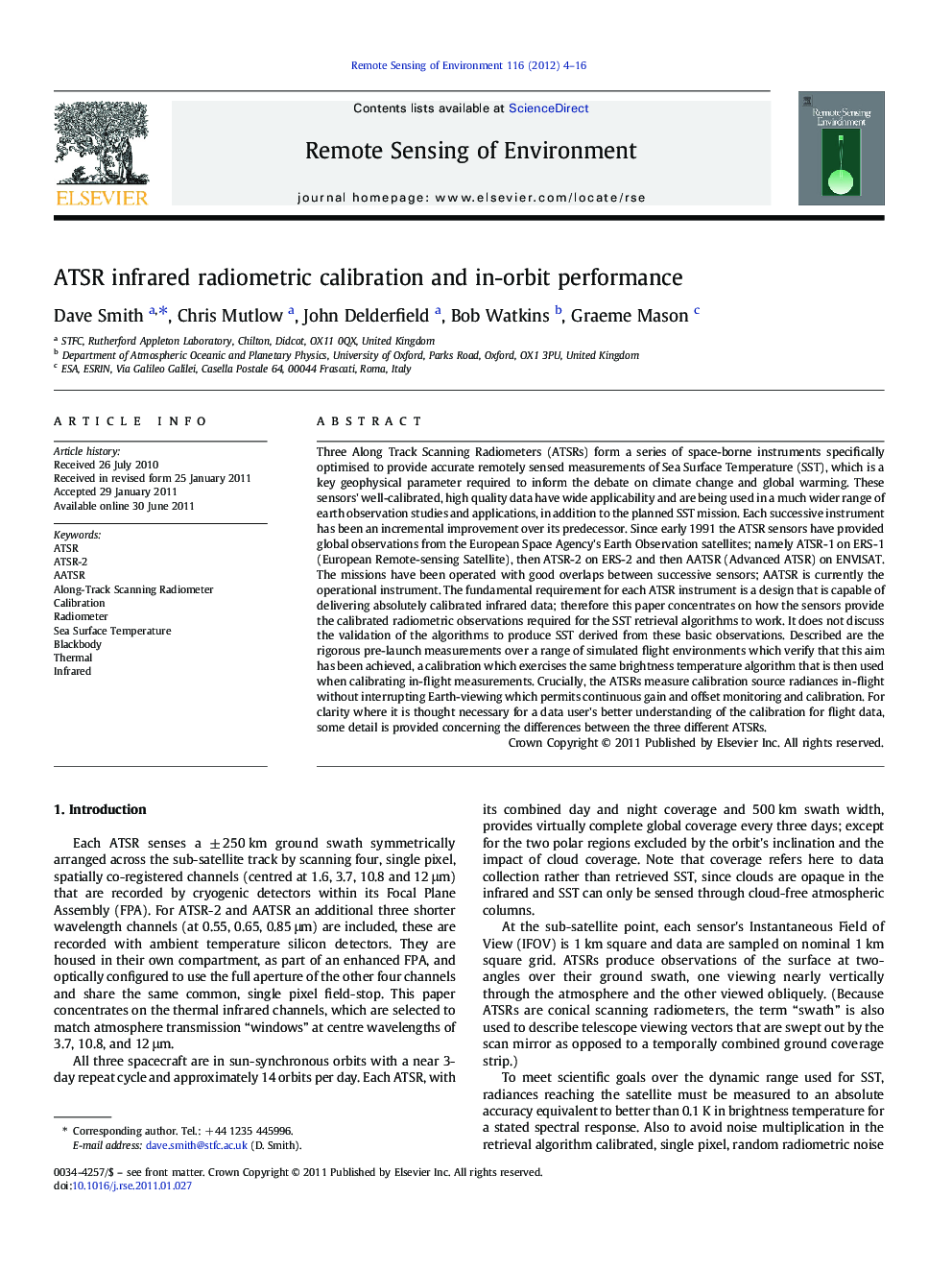 ATSR infrared radiometric calibration and in-orbit performance