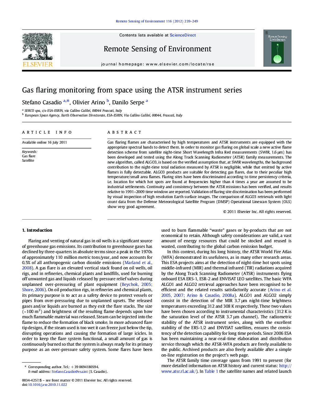 Gas flaring monitoring from space using the ATSR instrument series