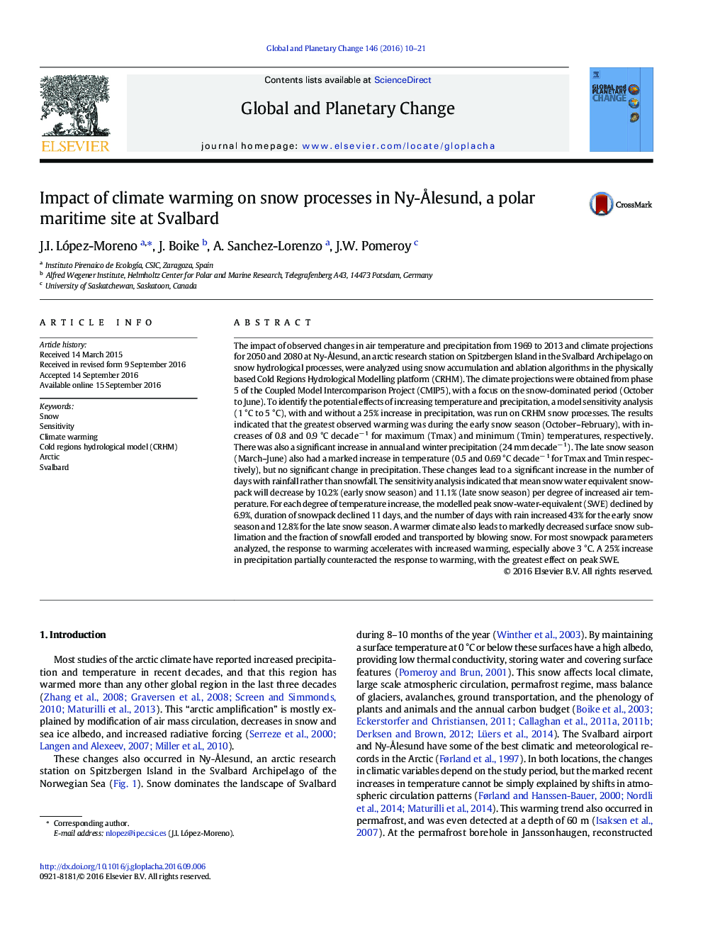 Impact of climate warming on snow processes in Ny-Ãlesund, a polar maritime site at Svalbard