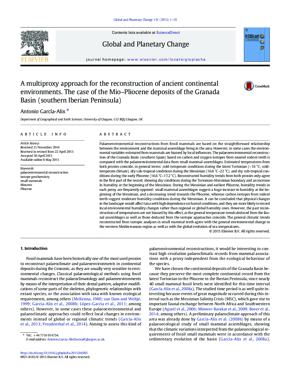 A multiproxy approach for the reconstruction of ancient continental environments. The case of the Mio-Pliocene deposits of the Granada Basin (southern Iberian Peninsula)