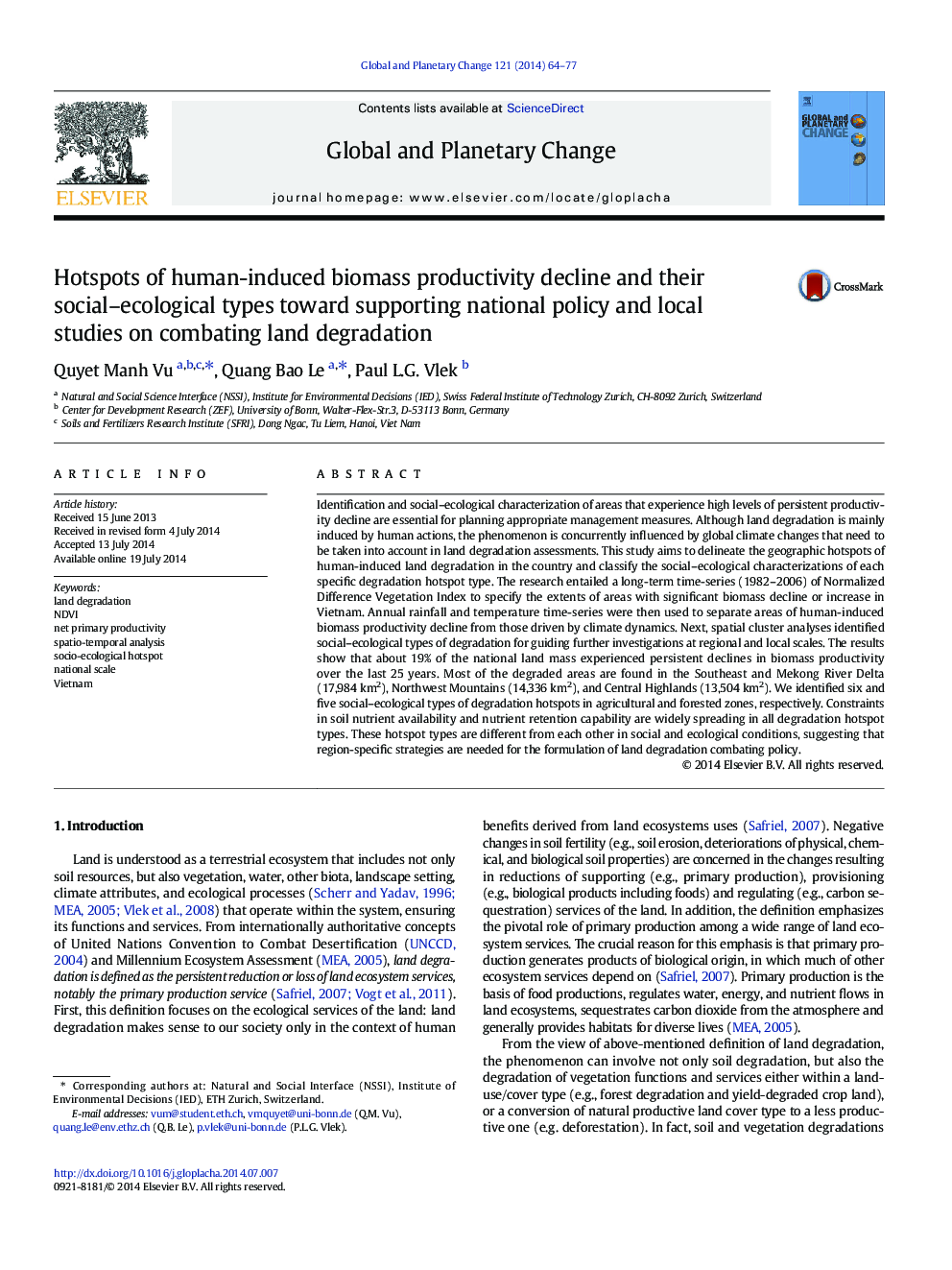 Hotspots of human-induced biomass productivity decline and their social-ecological types toward supporting national policy and local studies on combating land degradation