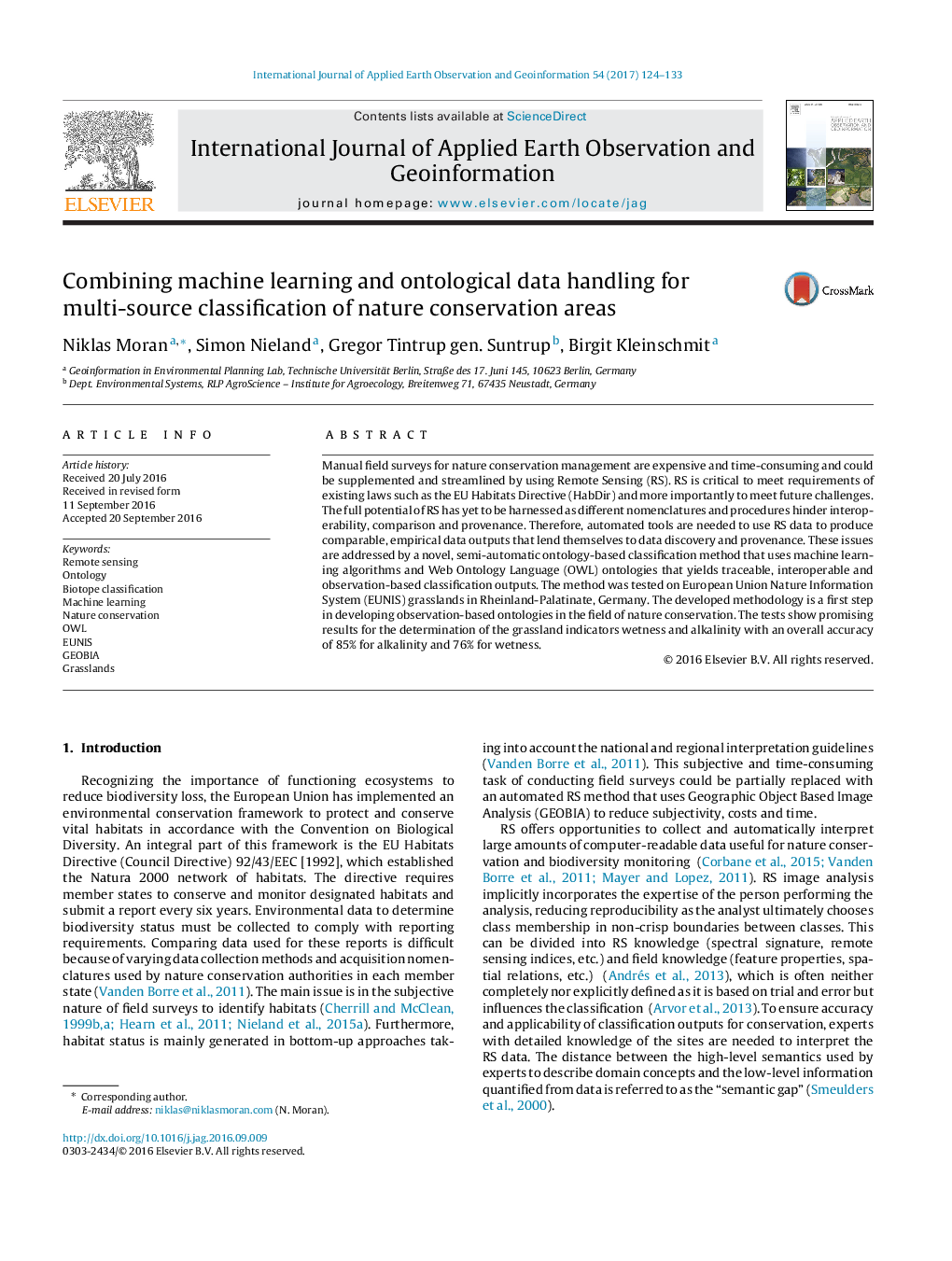 Combining machine learning and ontological data handling for multi-source classification of nature conservation areas