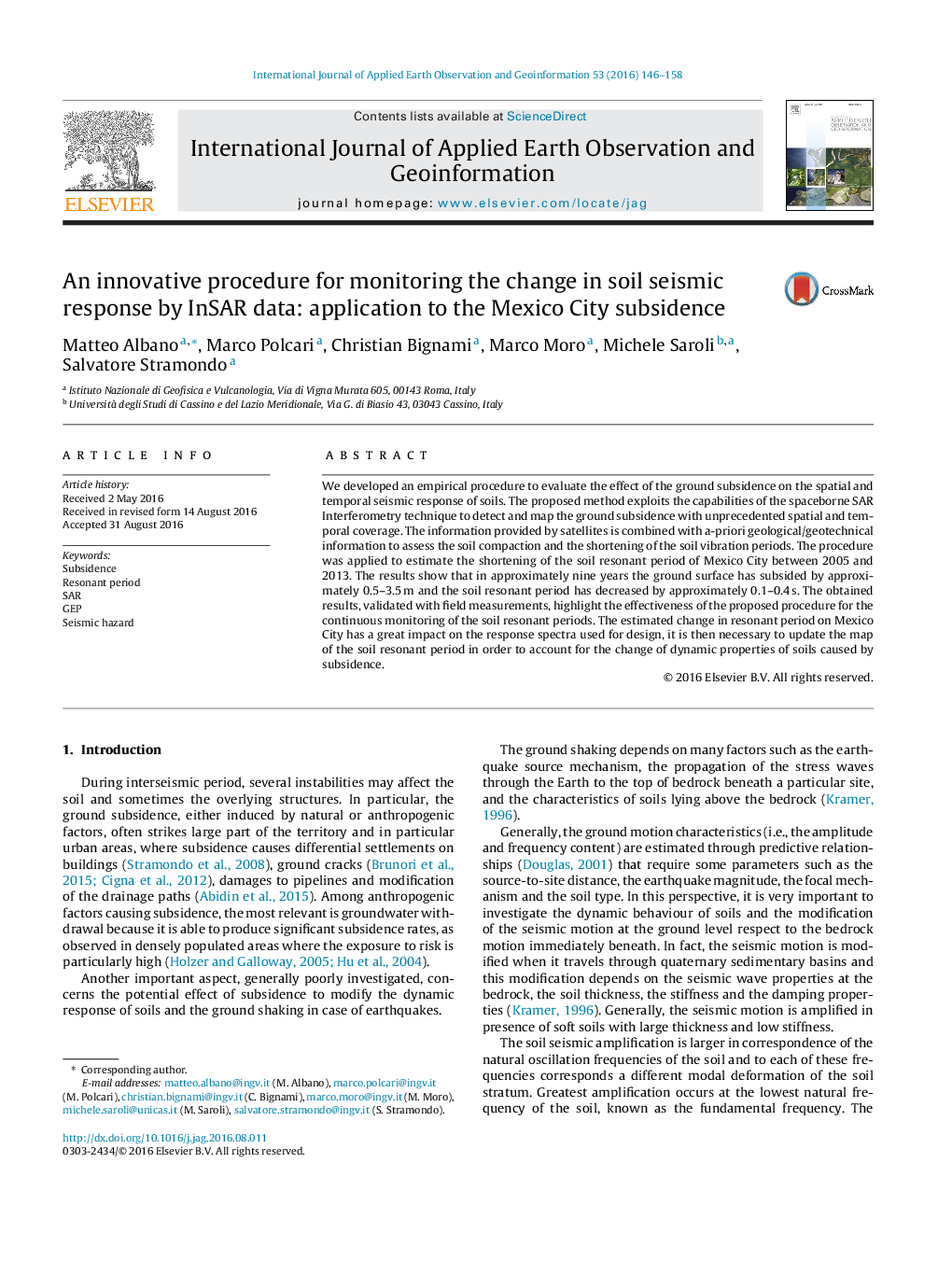 An innovative procedure for monitoring the change in soil seismic response by InSAR data: application to the Mexico City subsidence