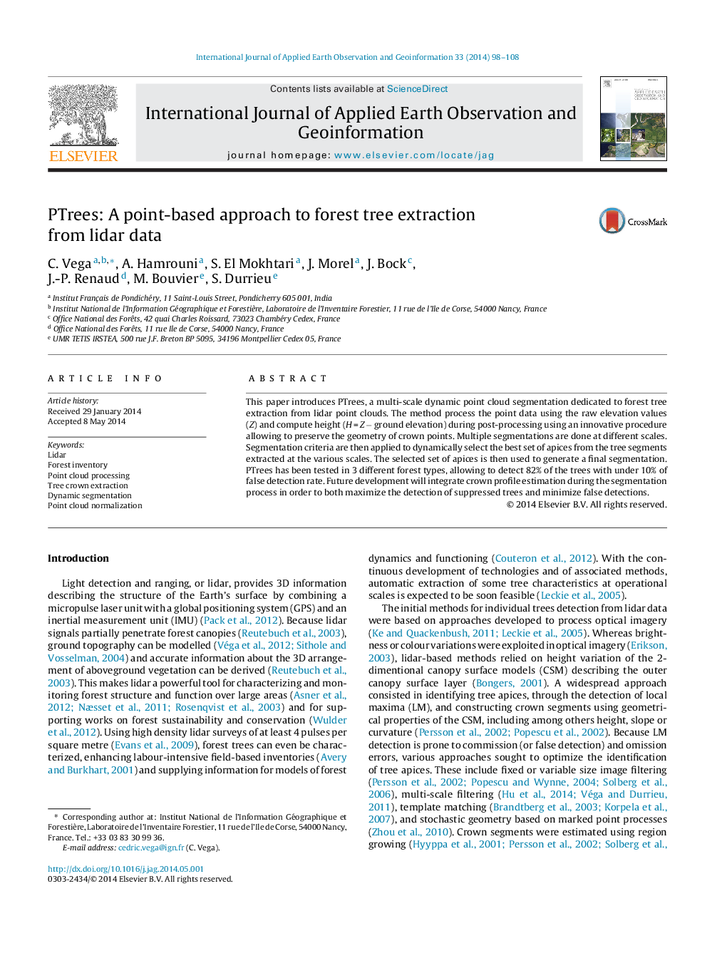 PTrees: A point-based approach to forest tree extraction from lidar data