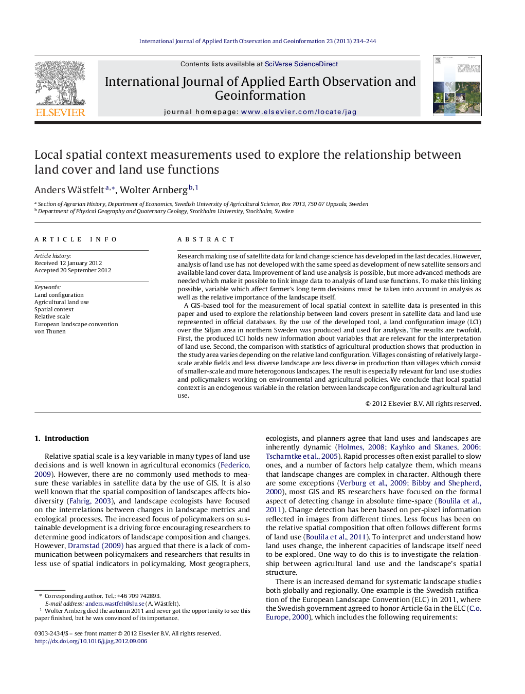 Local spatial context measurements used to explore the relationship between land cover and land use functions